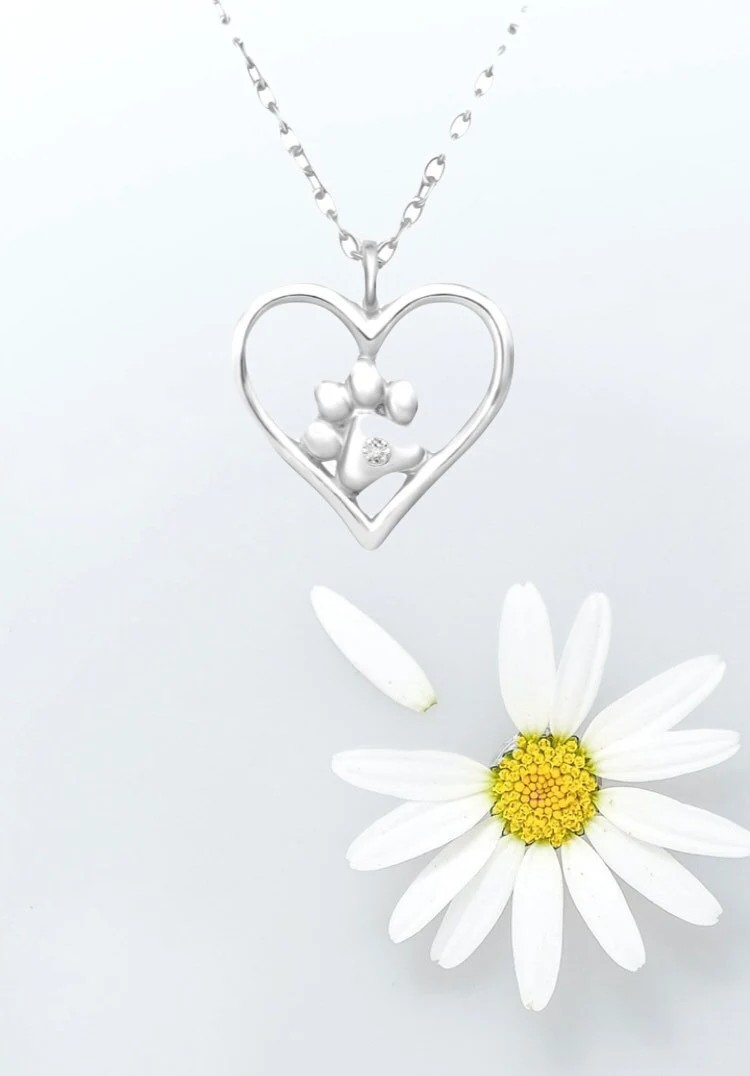 Sterling Silver Heart & Paw Necklace