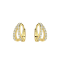 Sterling Silver 14K Gold Plated Double-Line Hoop Earrings