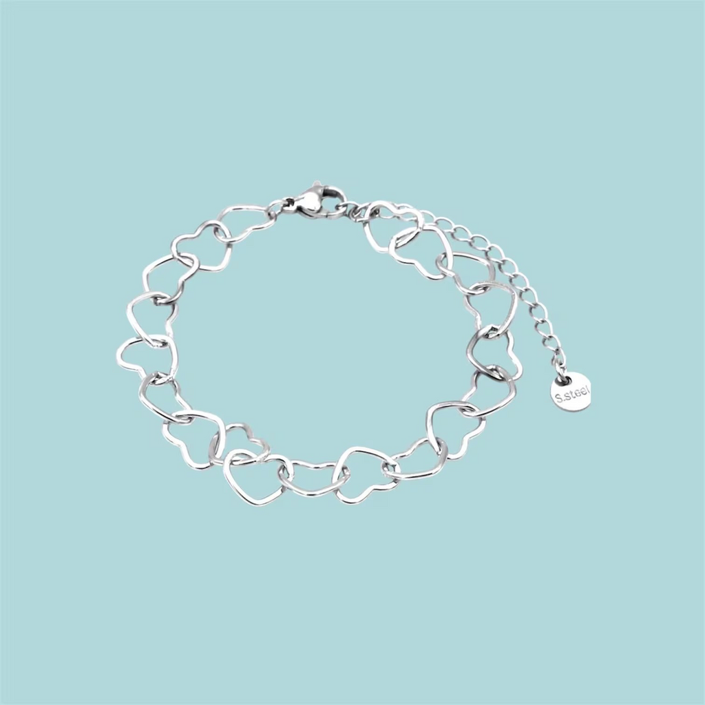 Silver Heart Chain Bracelet