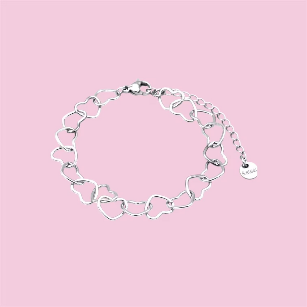 Silver Heart Chain Bracelet