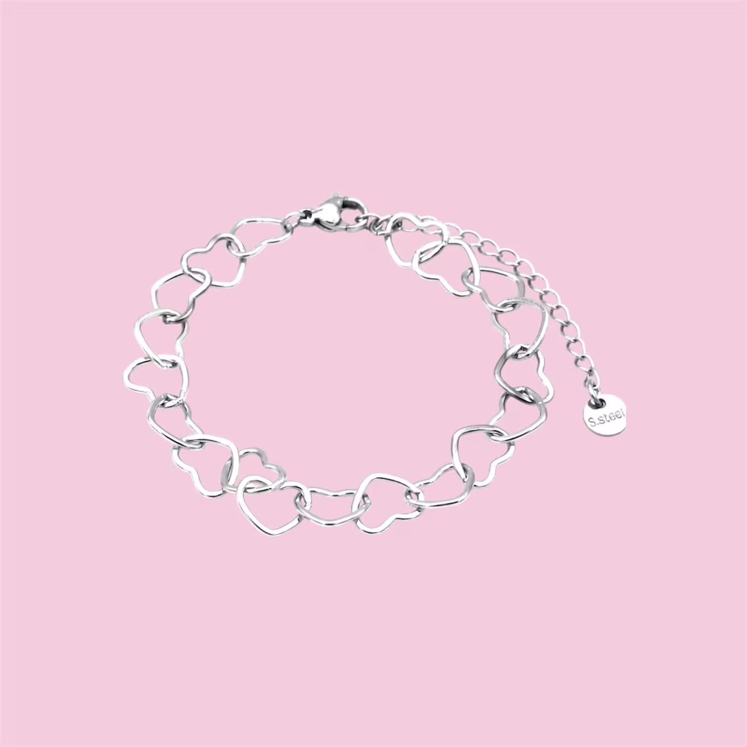 Silver Heart Chain Bracelet
