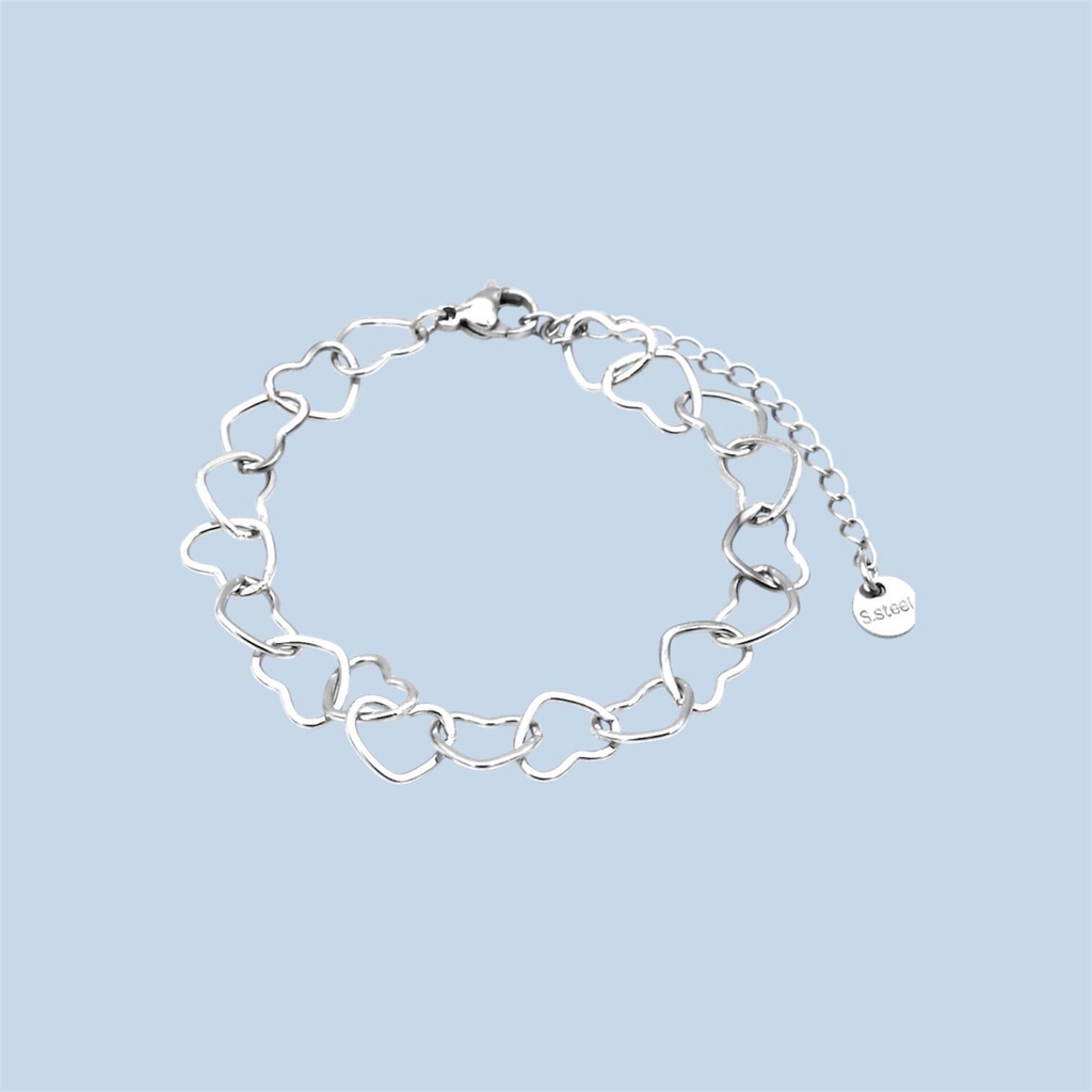 Silver Heart Chain Bracelet