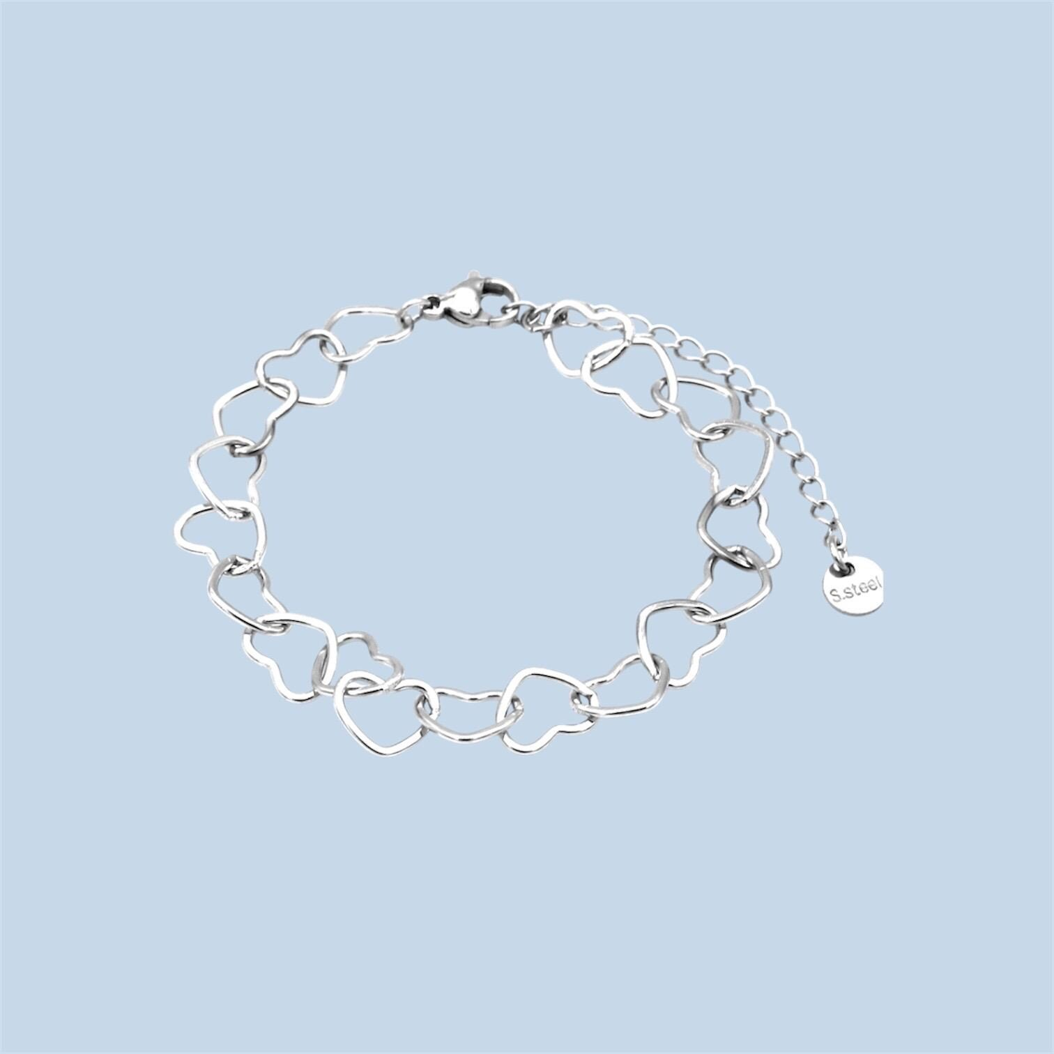 Silver Heart Chain Bracelet