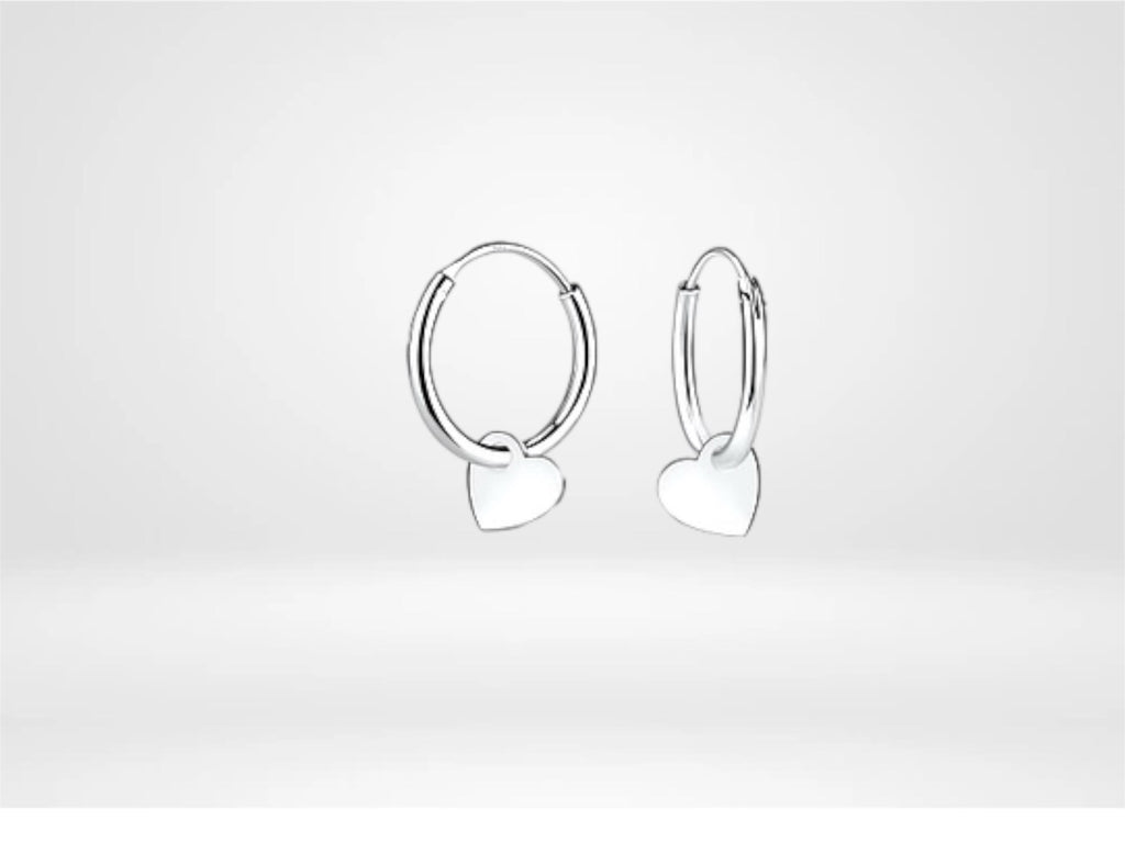 Sterling Silver Heart Hoop Earrings