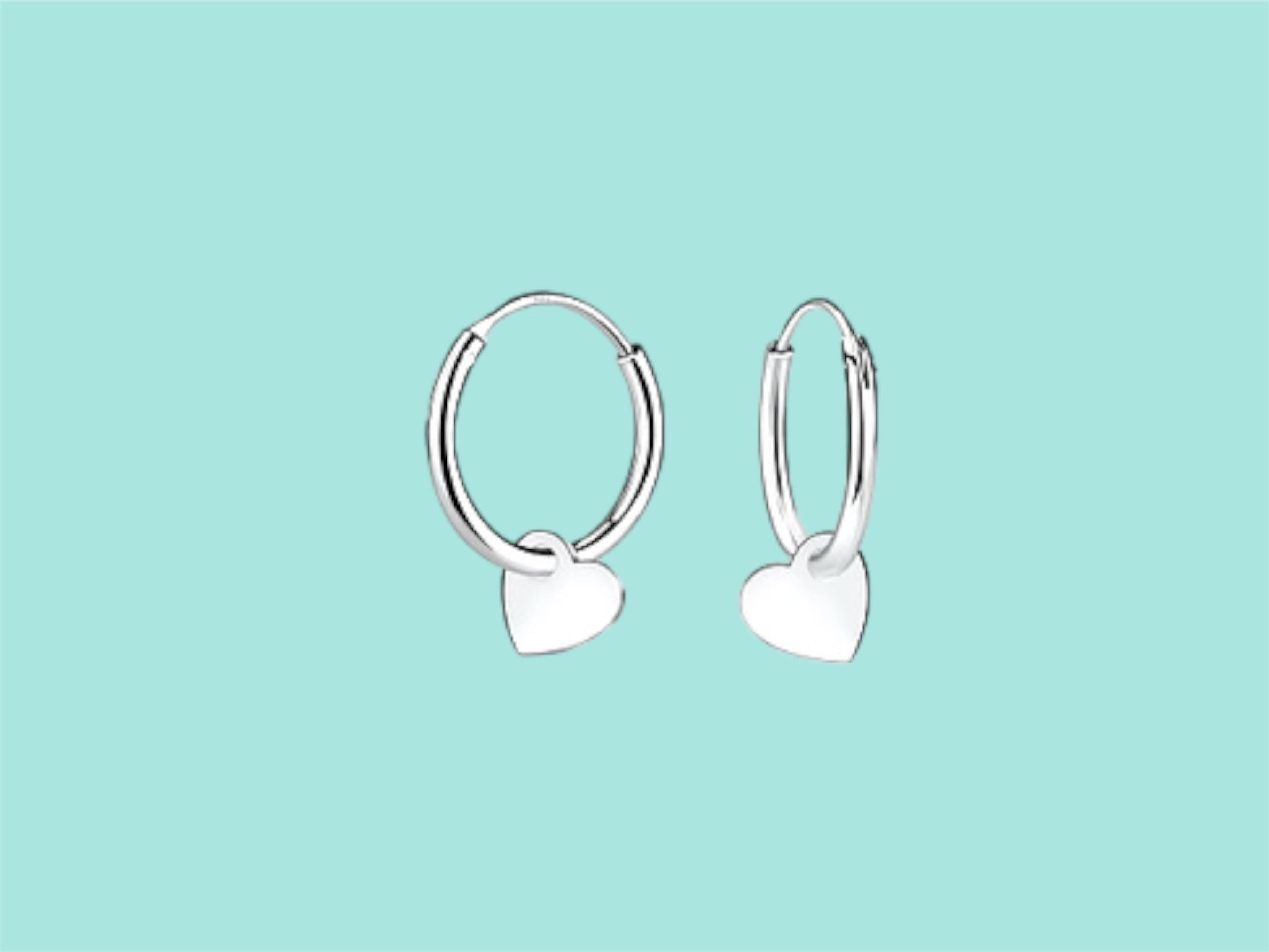 Sterling Silver Heart Hoop Earrings