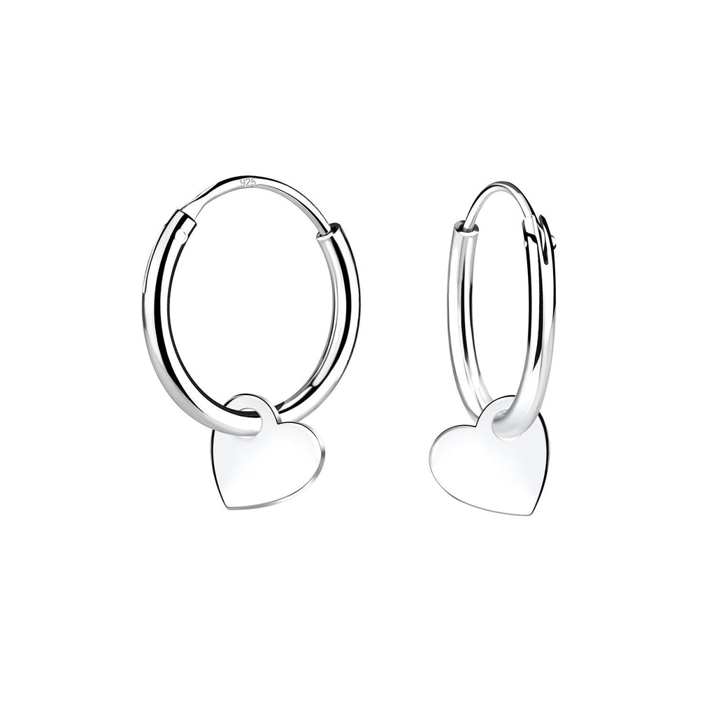 Sterling Silver Heart Hoop Earrings