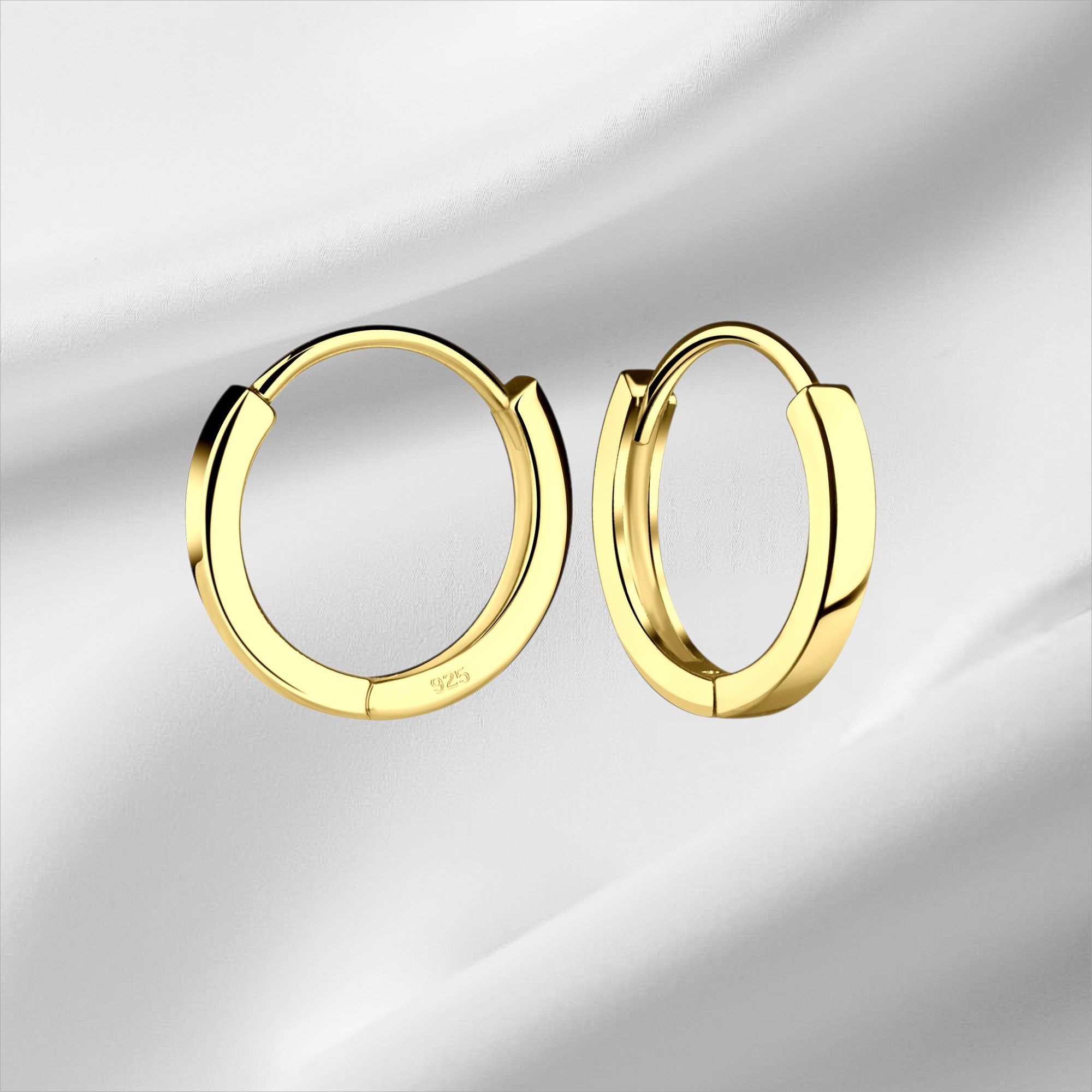 Sterling Silver 14K Gold Plain Hoops