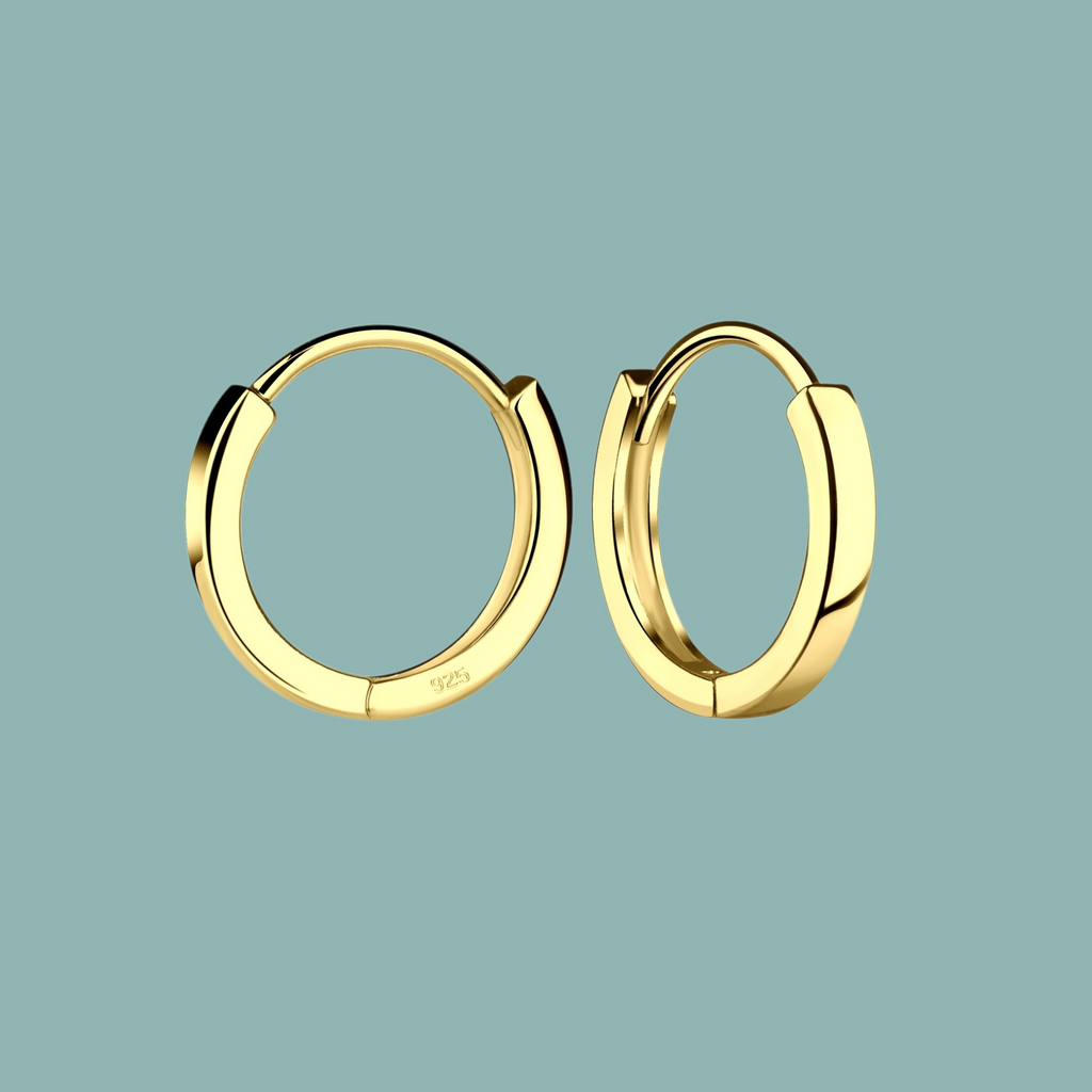 Sterling Silver 14K Gold Plain Hoops