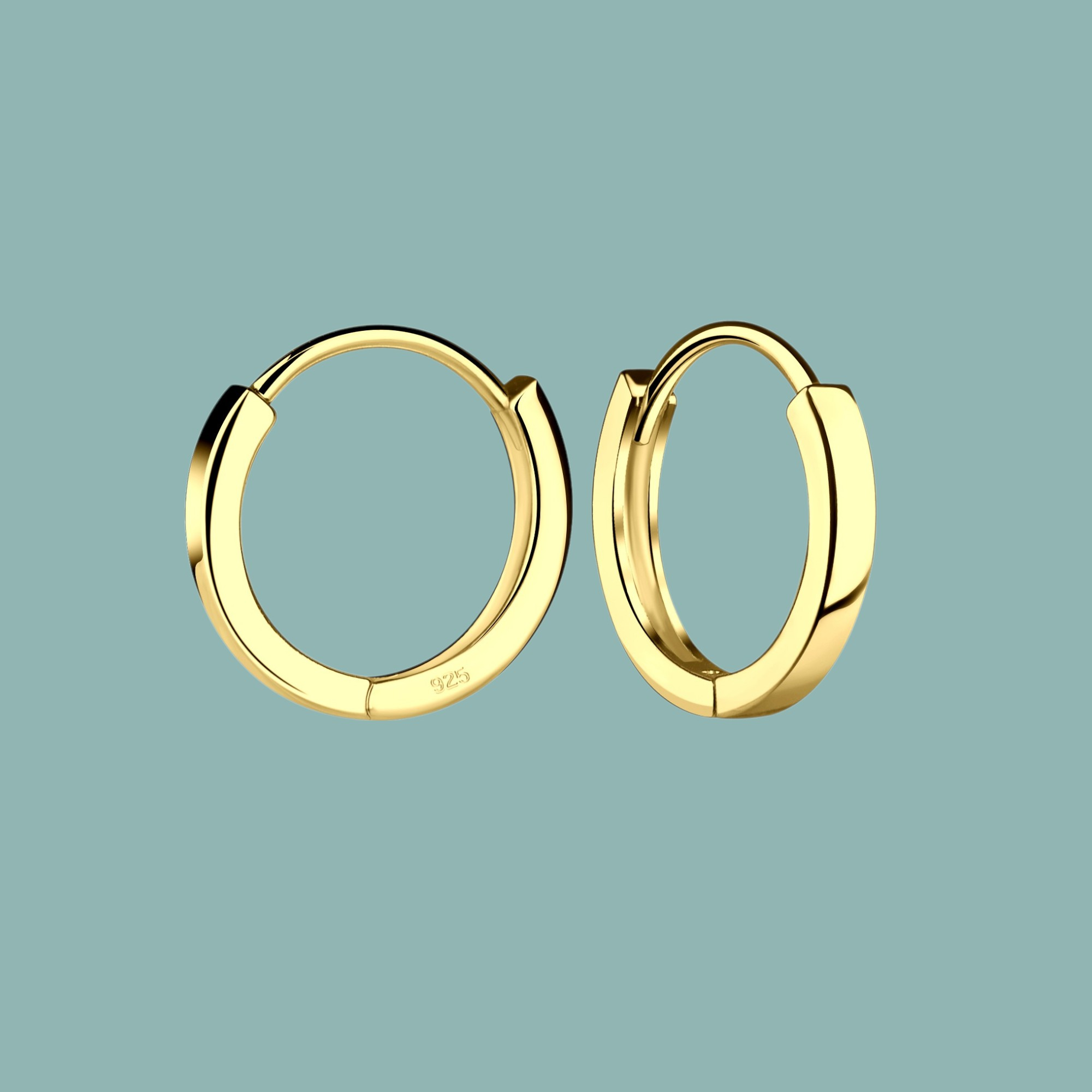 Sterling Silver 14K Gold Plain Hoops