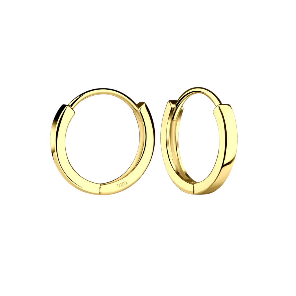 Sterling Silver 14K Gold Plain Hoops