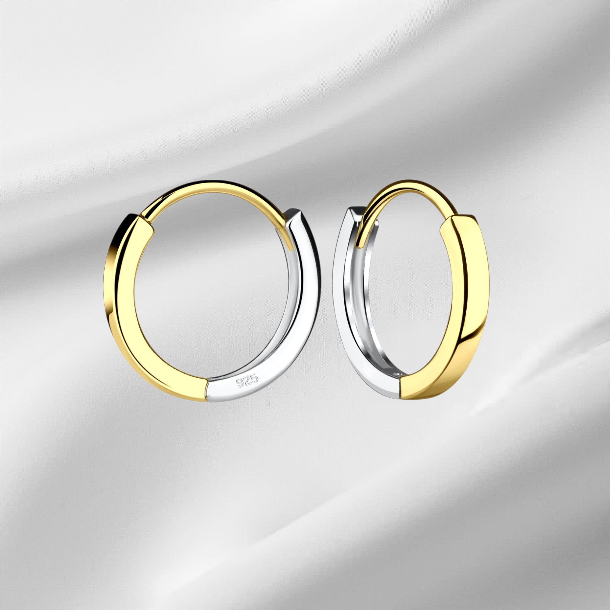 Sterling Silver & 14k Gold Plated Huggie Hoop
