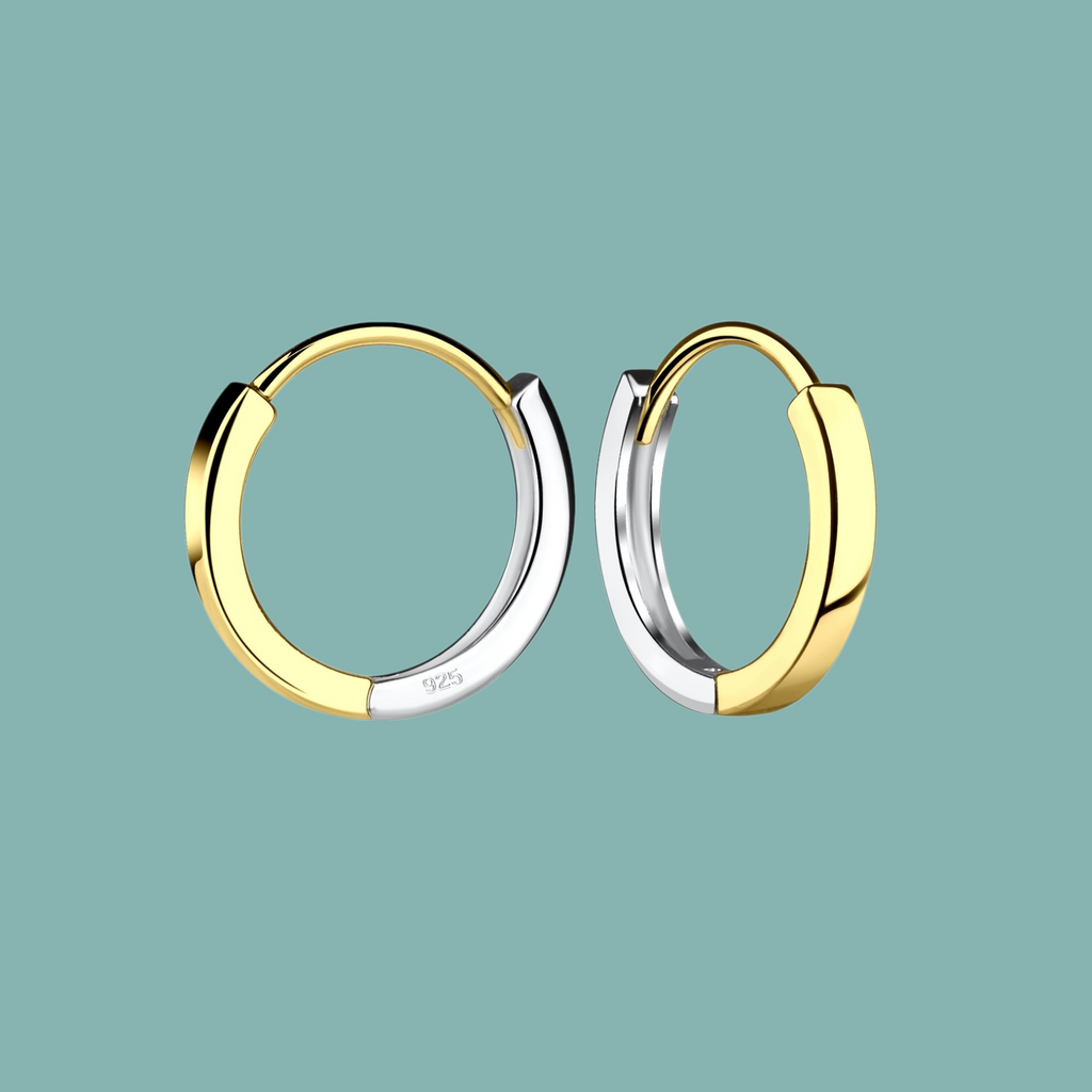 Sterling Silver & 14k Gold Plated Huggie Hoop