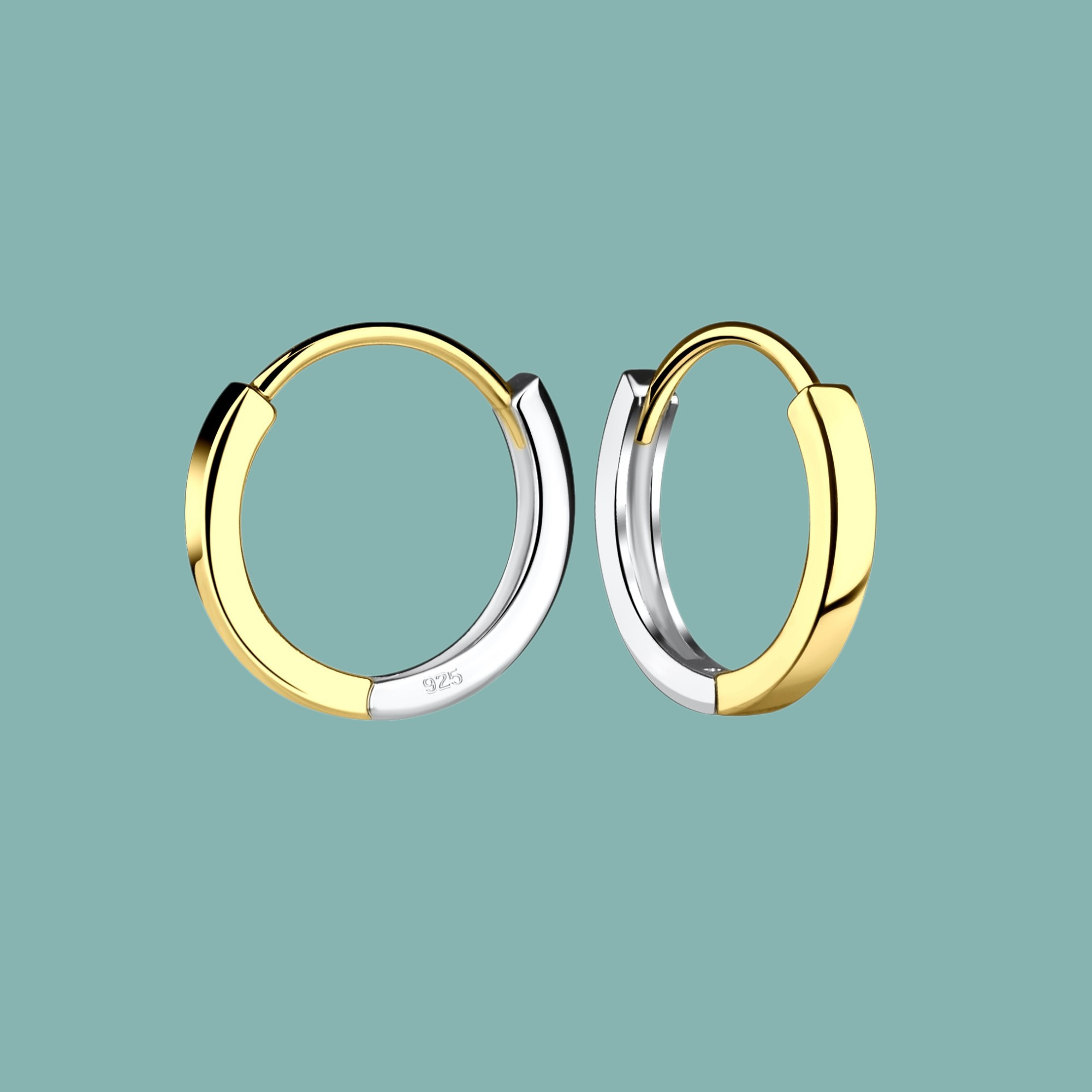Sterling Silver & 14k Gold Plated Huggie Hoop