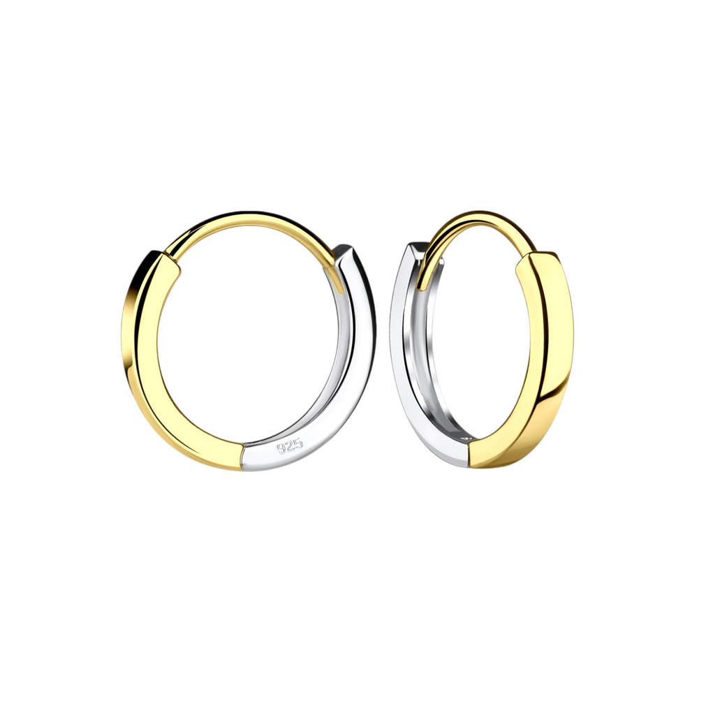 Sterling Silver & 14k Gold Plated Huggie Hoop