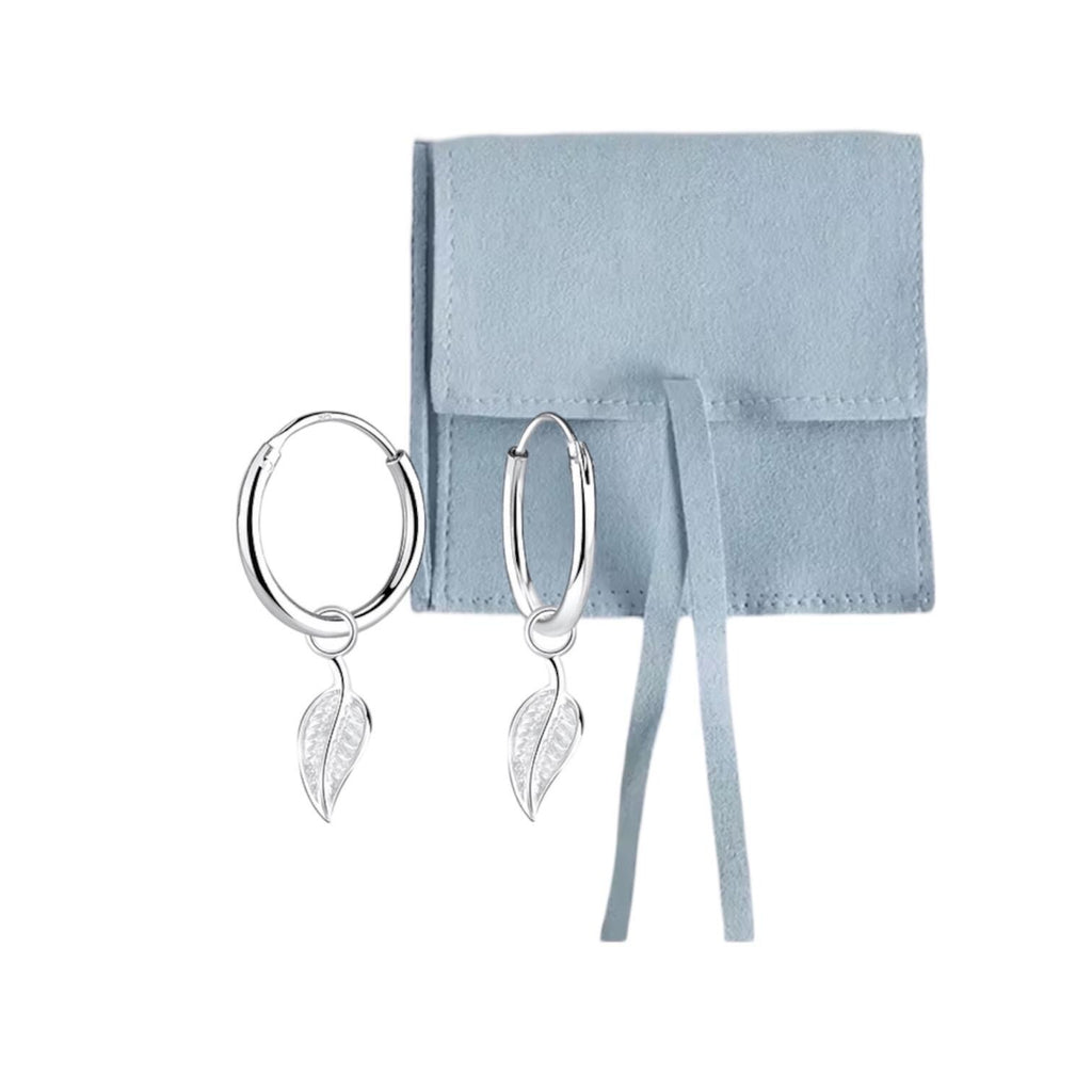 Steling Silver Leaf Huggie Hoops