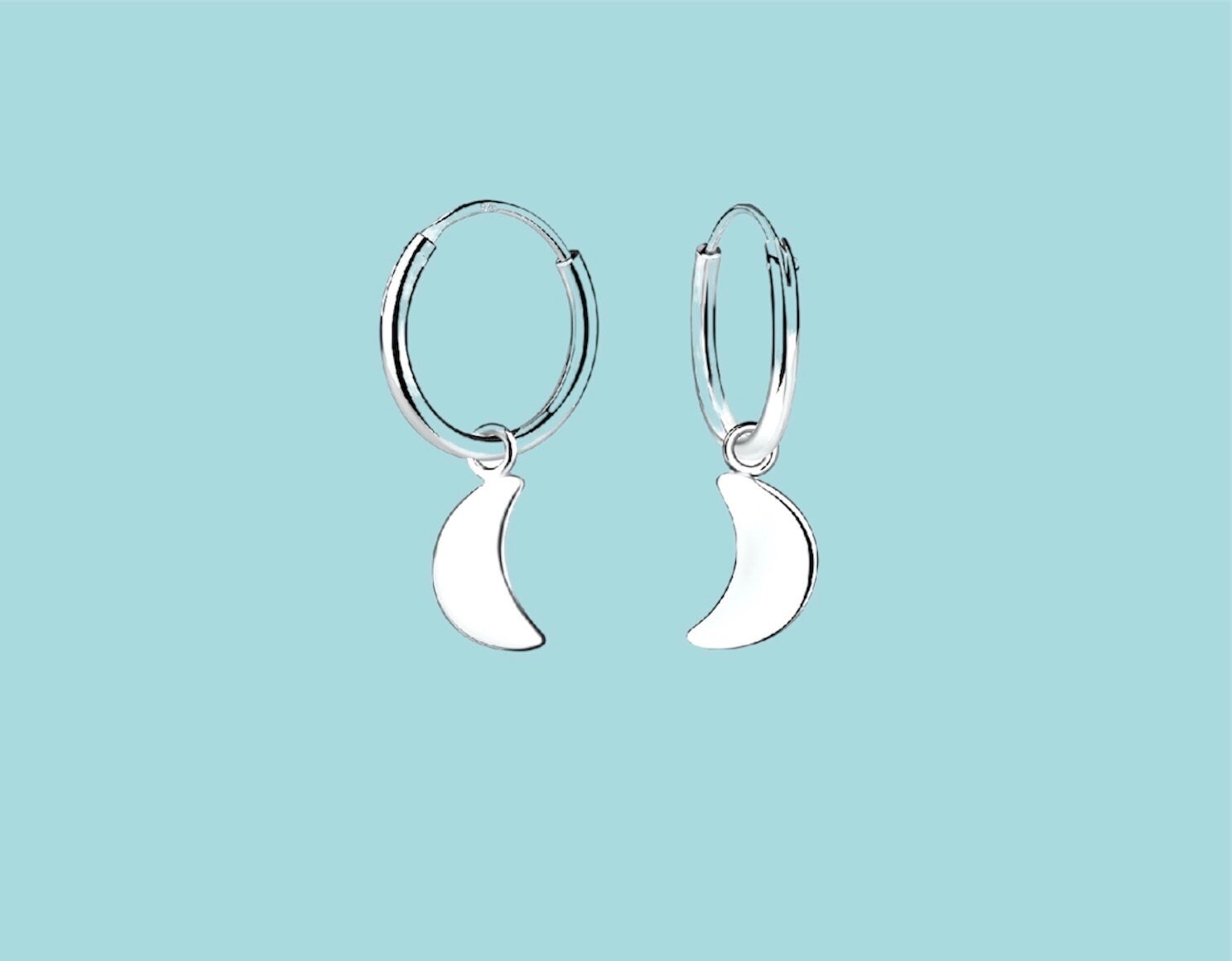 Sterling Silver Moon Hoop Earrings