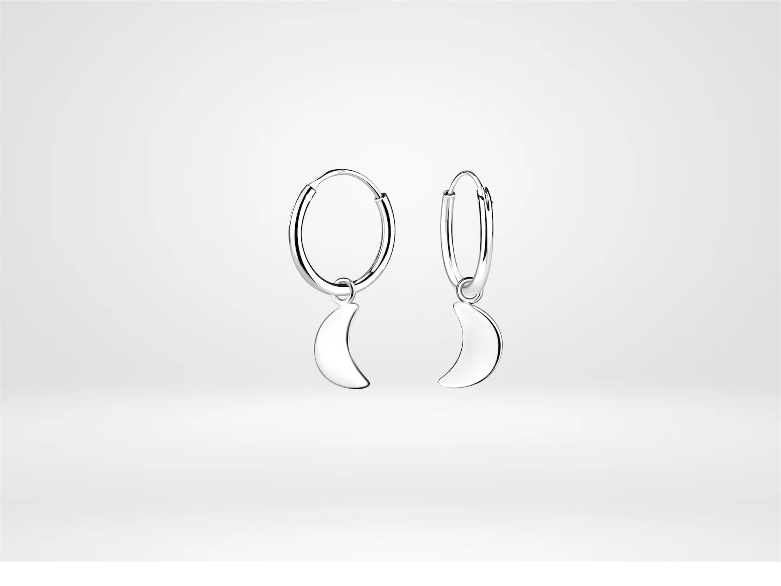 Sterling Silver Moon Hoop Earrings