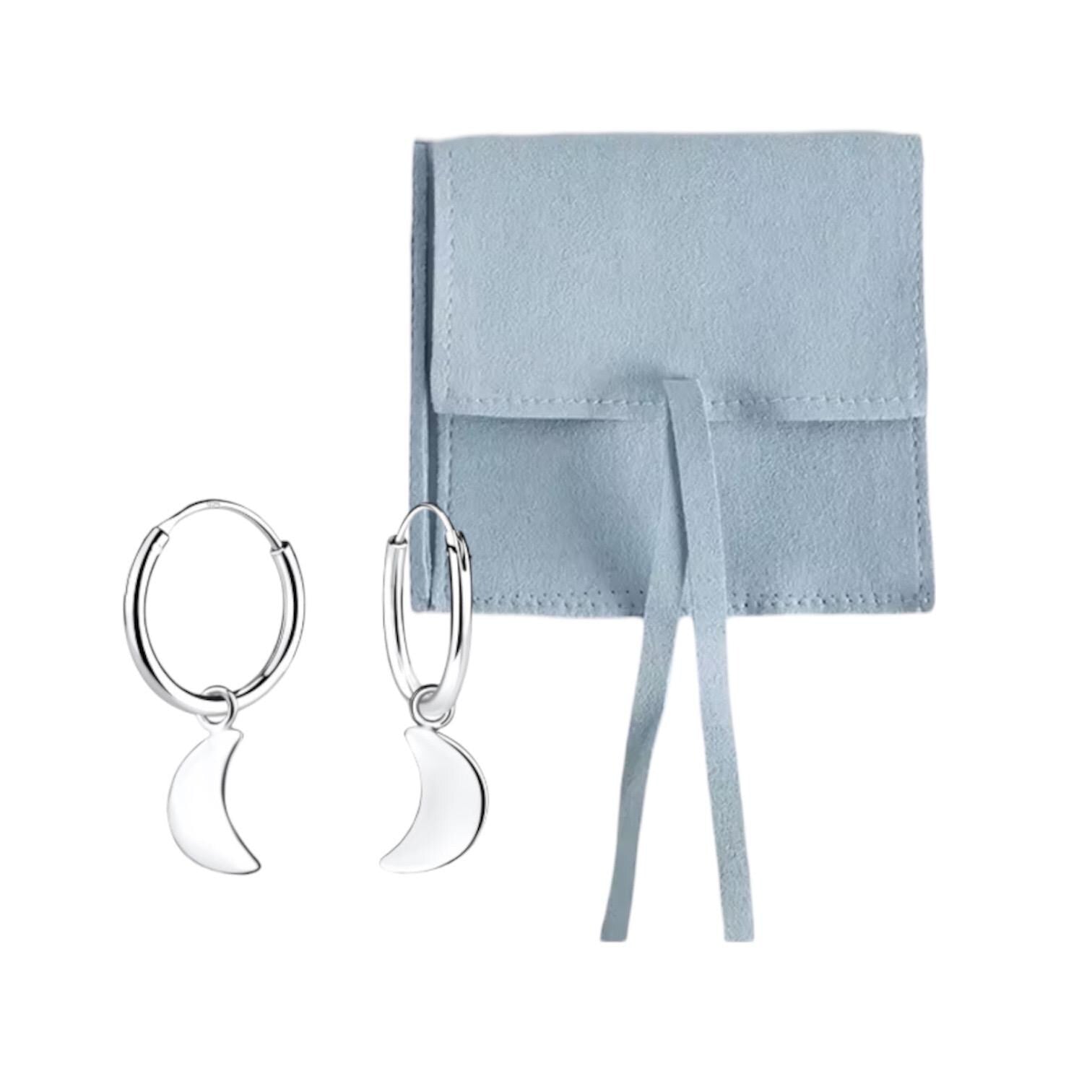 Sterling Silver Moon Hoop Earrings