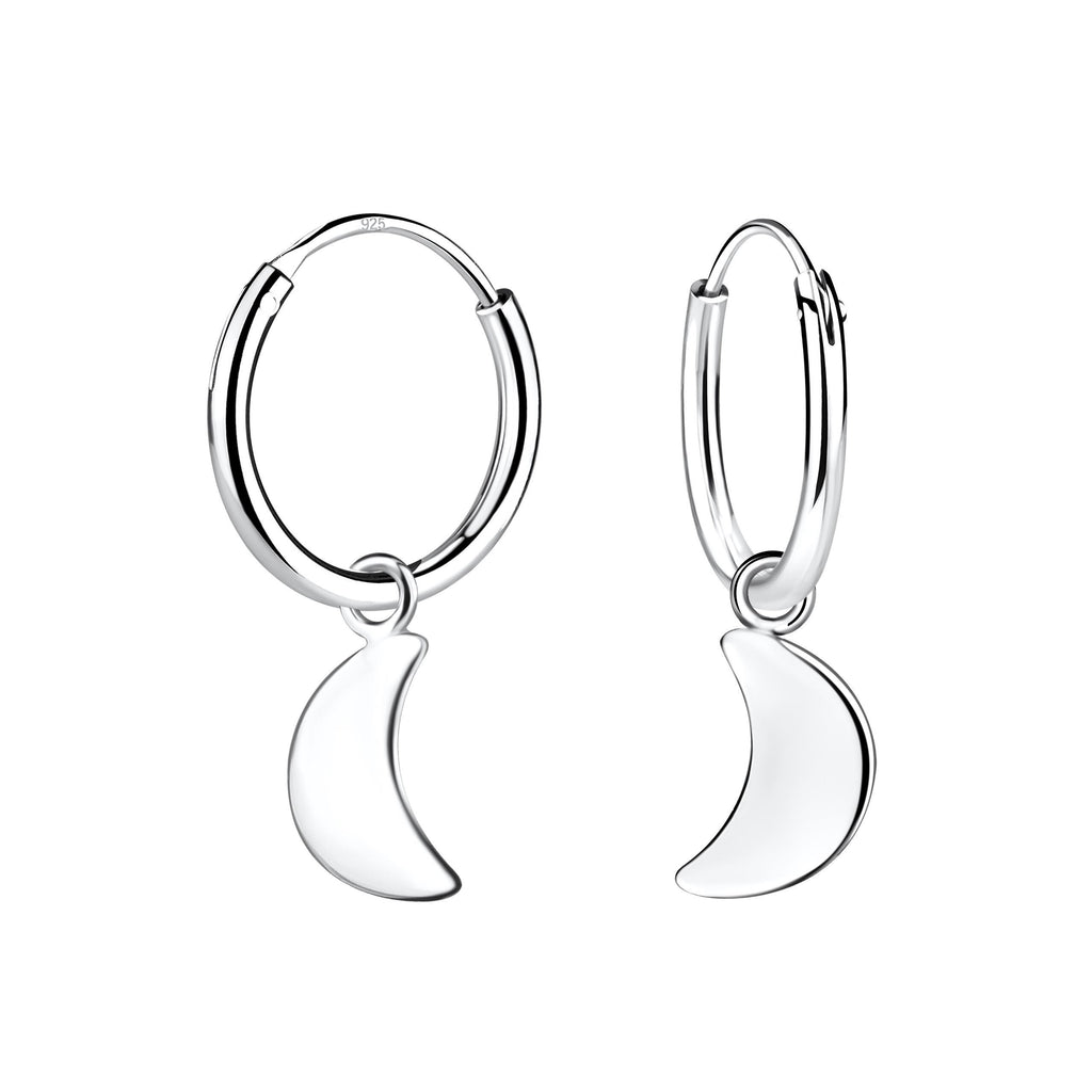 Sterling Silver Moon Hoop Earrings