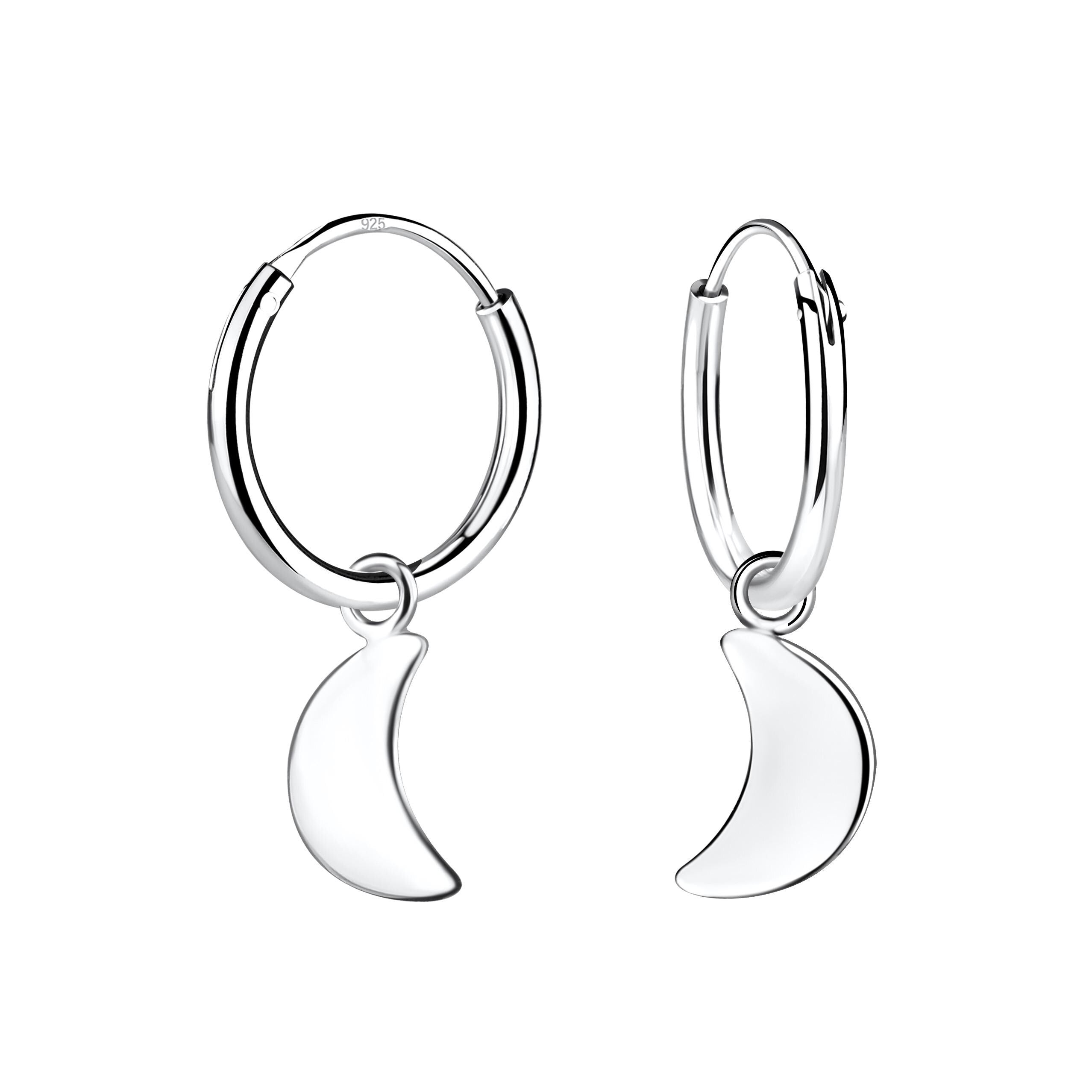 Sterling Silver Moon Hoop Earrings