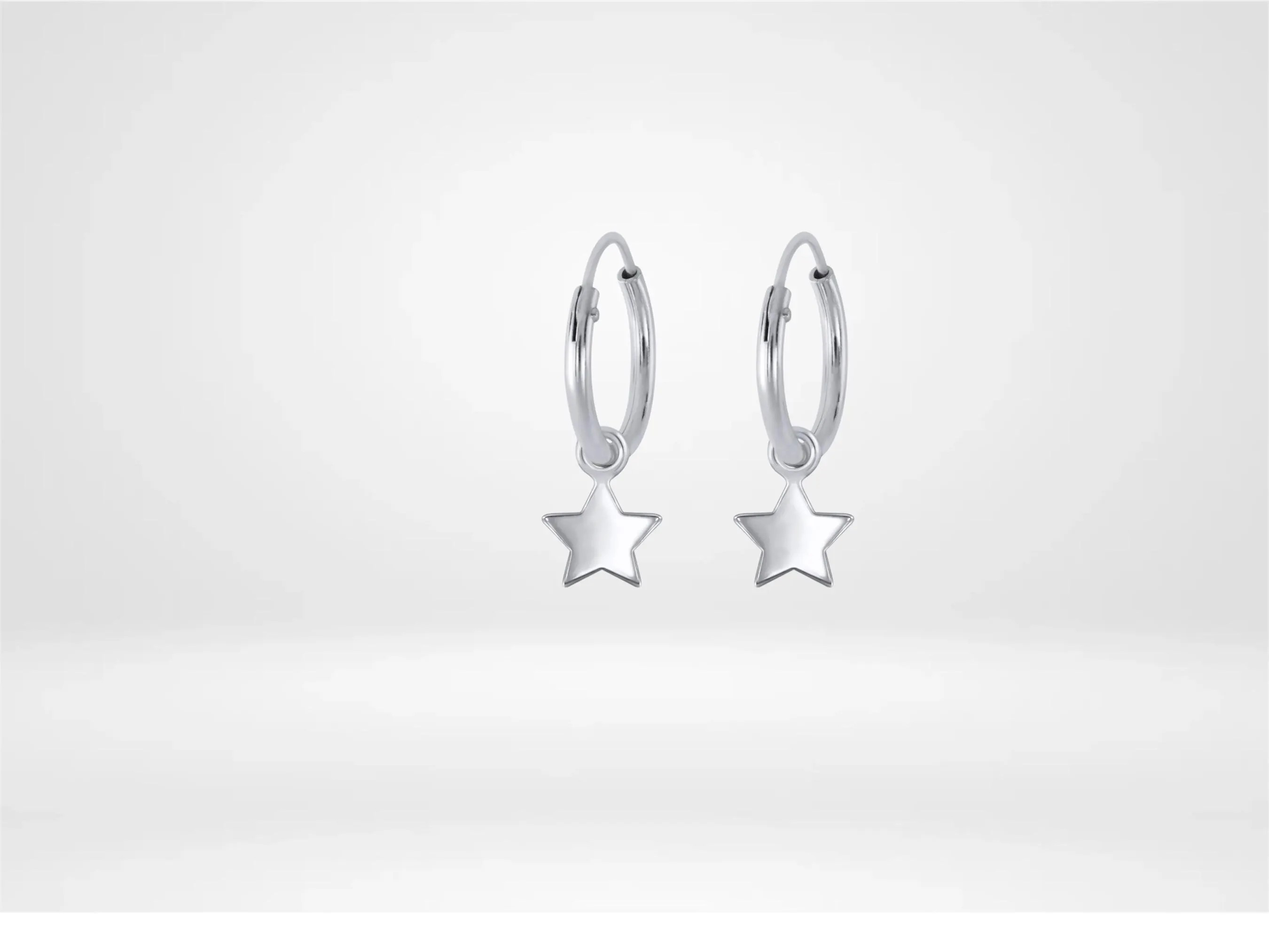 Sterling Silver Star Hoop Earrings