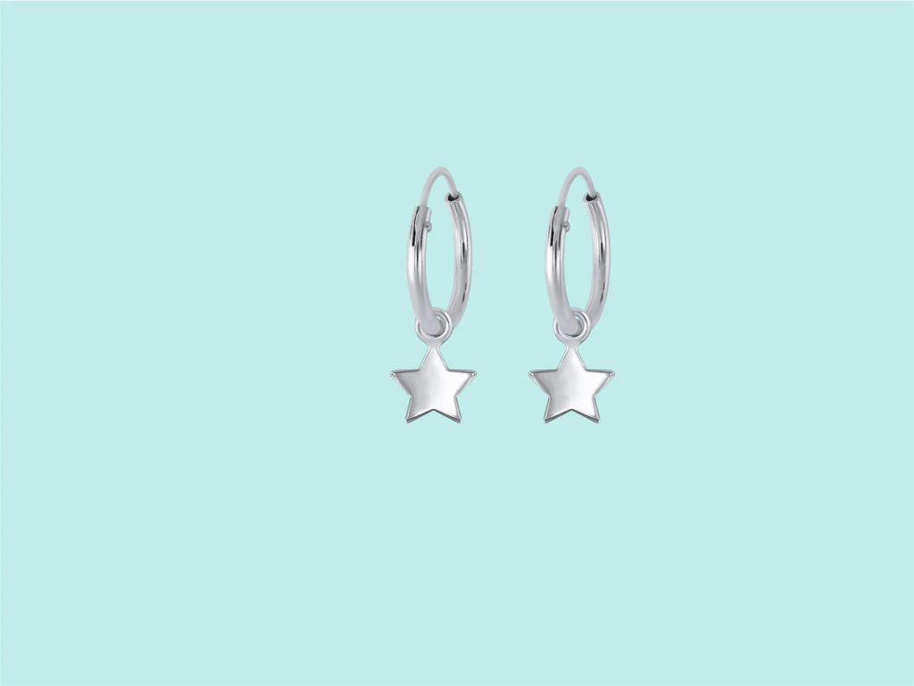 Sterling Silver Star Hoop Earrings