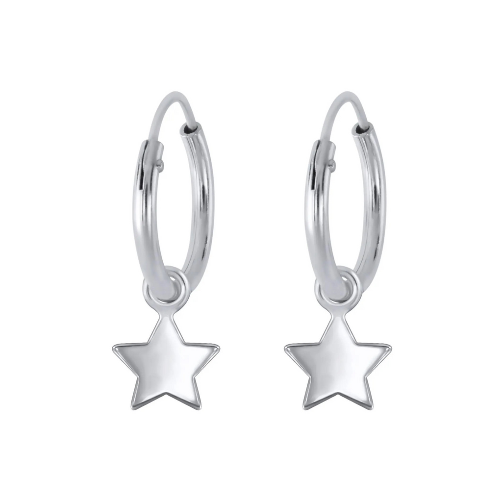 Sterling Silver Star Hoop Earrings