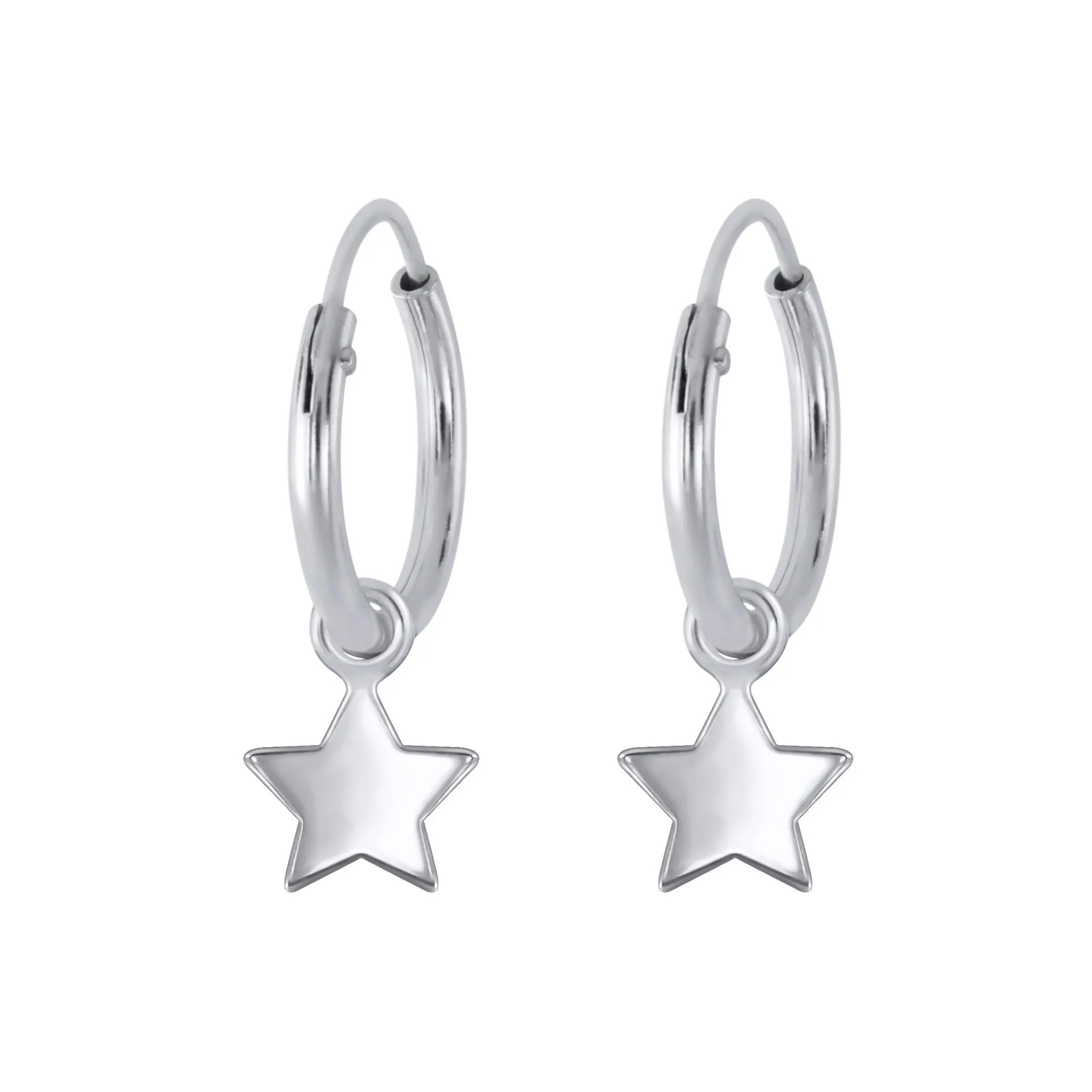 Sterling Silver Star Hoop Earrings