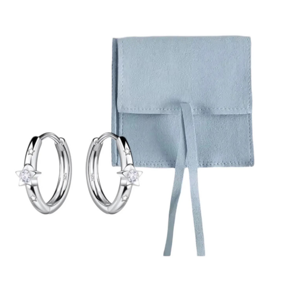 Sterling Silver Trio of Stars Huggie Hoops